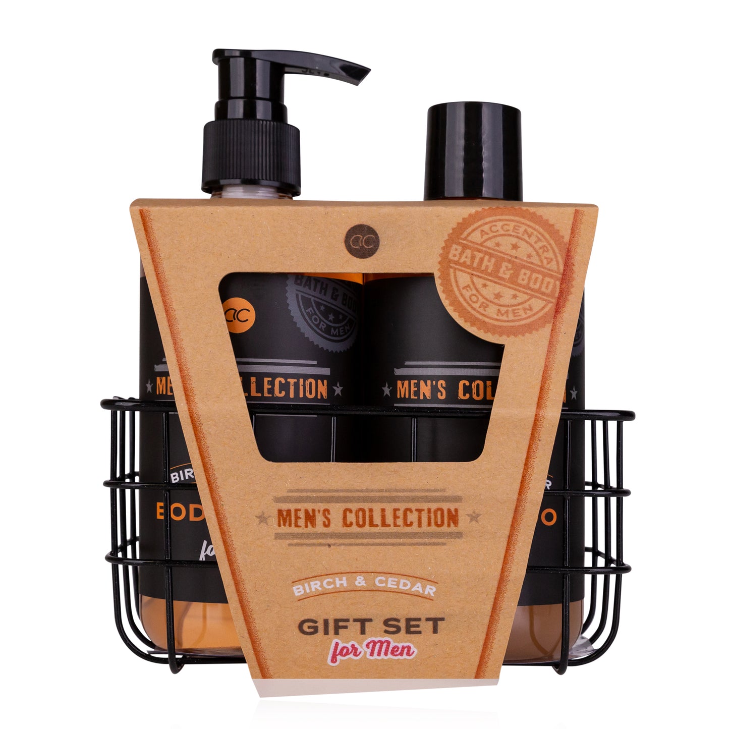 Gift set men's collection black wire basket