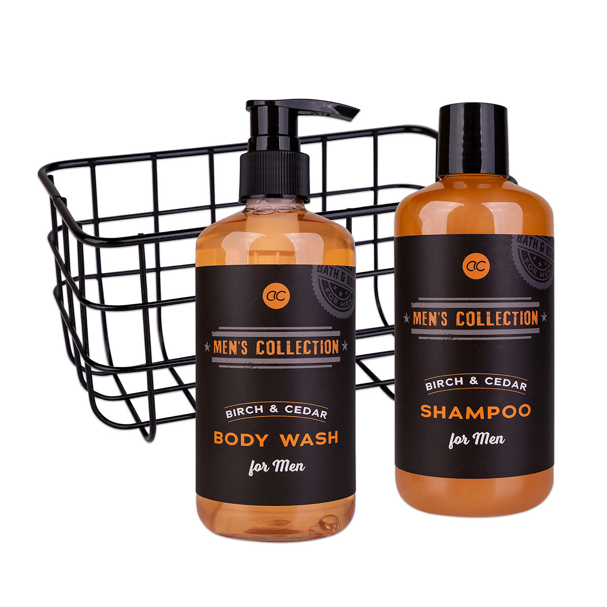 Gift set men's collection black wire basket