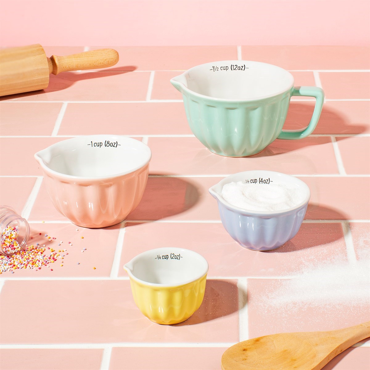 Retro Pastel Measuring Cups - Set Of 4