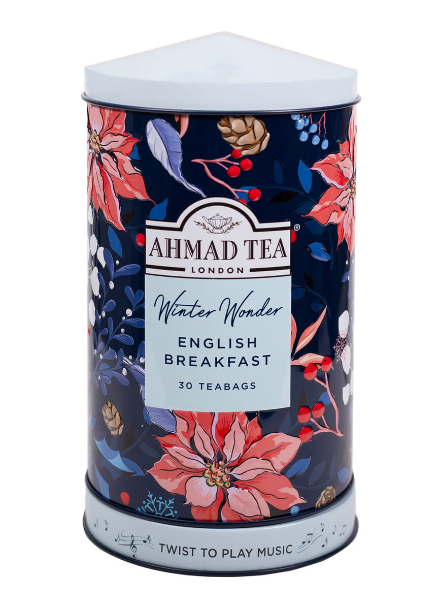 Ahmad Winter Wonder English Breakfast Tea in a Music Box Tin