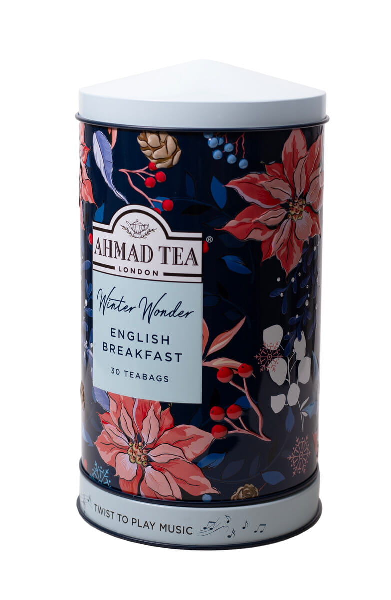 Ahmad Winter Wonder English Breakfast Tea in a Music Box Tin