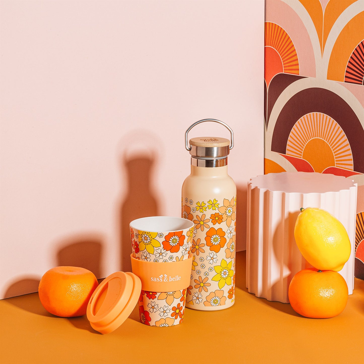 70s floral travel cup