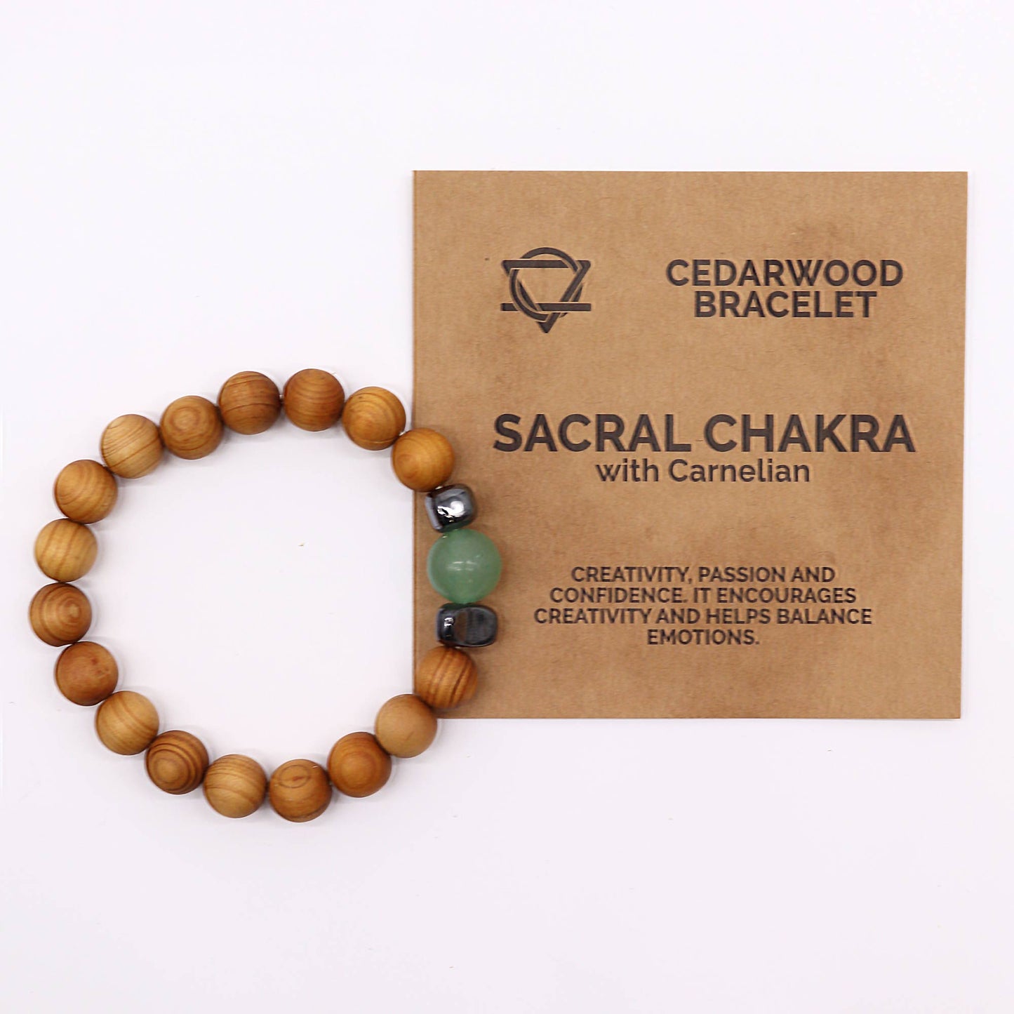 Cedarwood Sacral Chakra Bangle with Carnelian
