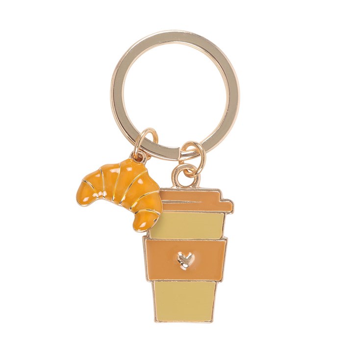 Coffee Lover Enamel Keyring – Cute Gift for Friends & Everyday Use