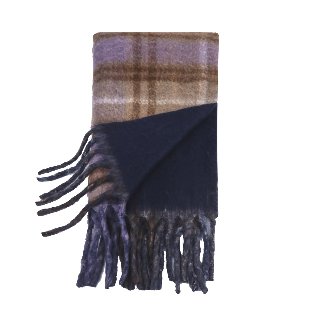 Two-Toned Checked Print Scarf – Navy Blue