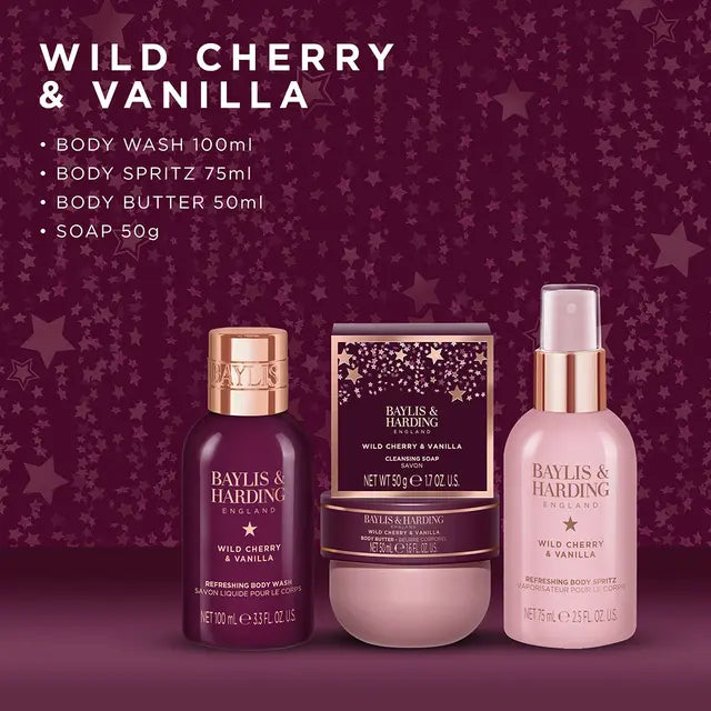 Baylis & Harding Wild Cherry & Vanilla Luxury Travel Wash Bag Gift Set