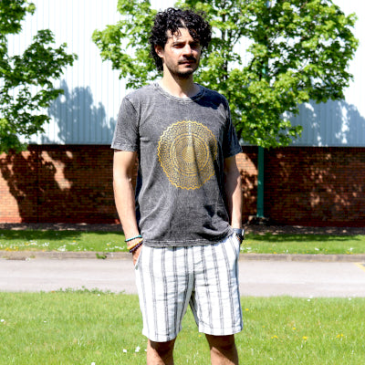 Stone washed mandala T-shirt Dark Grey