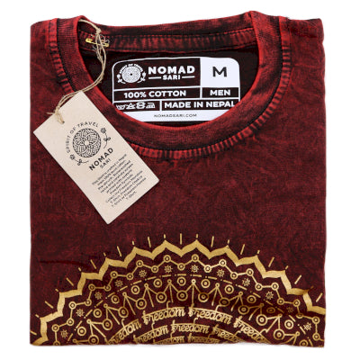 Stone washed mandala T-shirt maroon