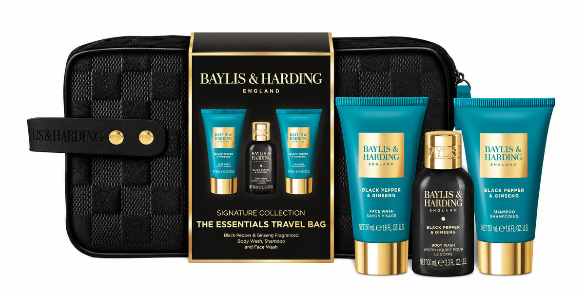 Baylis & Harding Black Pepper & Ginseng Essentials Travel Wash Bag Gift Set