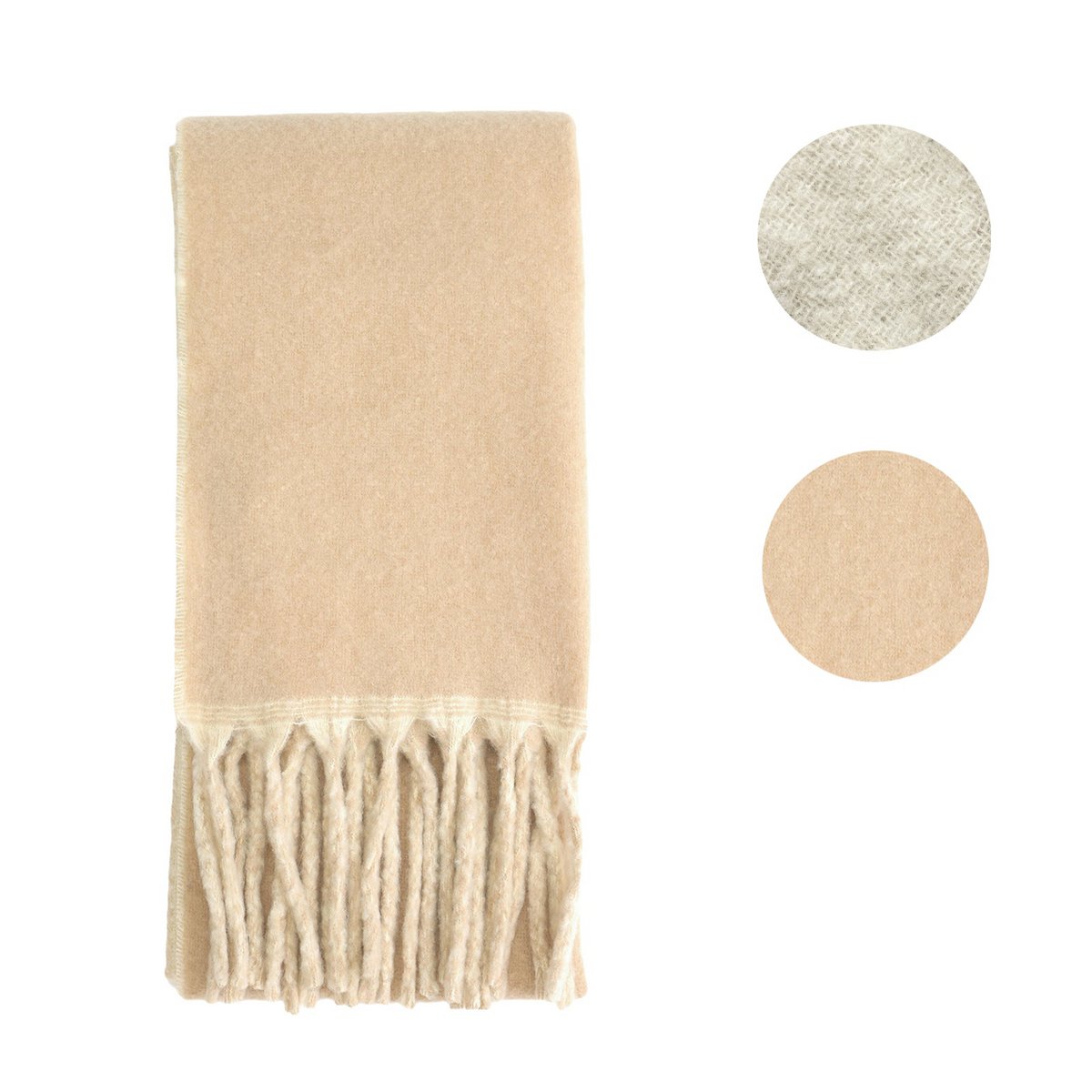 Two-Toned Winter Scarf – Beige & Off White