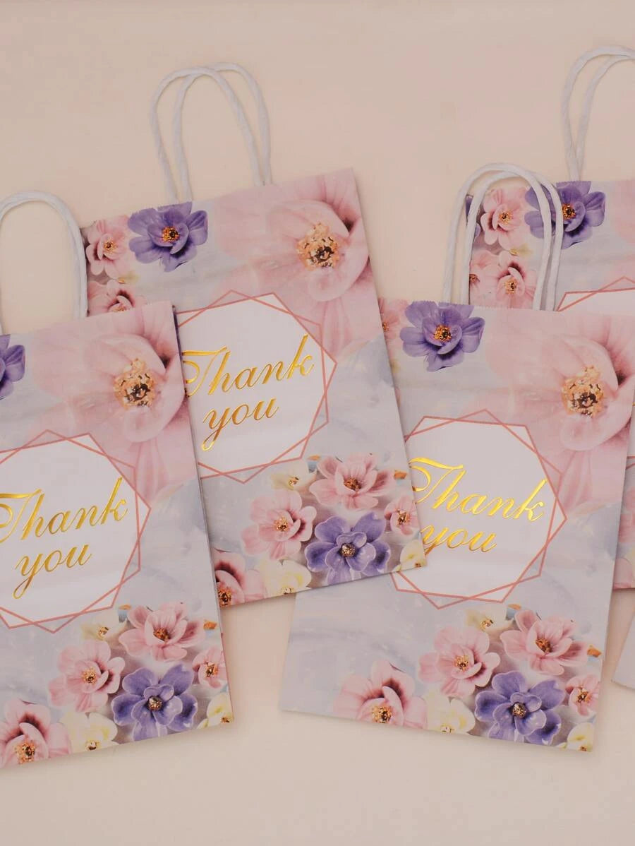 Small lilac floral thank you bag