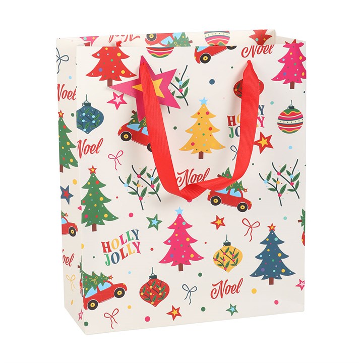 33cm Nostalgic Christmas Print Gift Bag