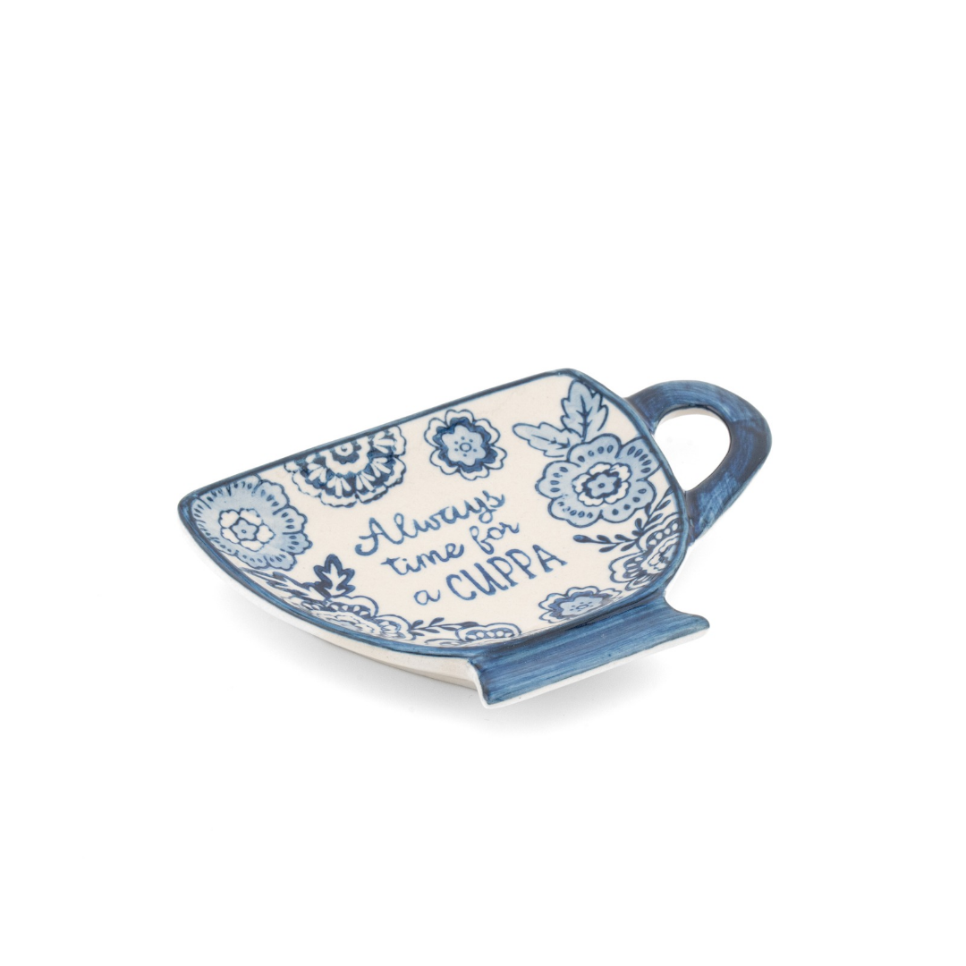 Blue Willow Always Time for A Cuppa Tea Bag Dish