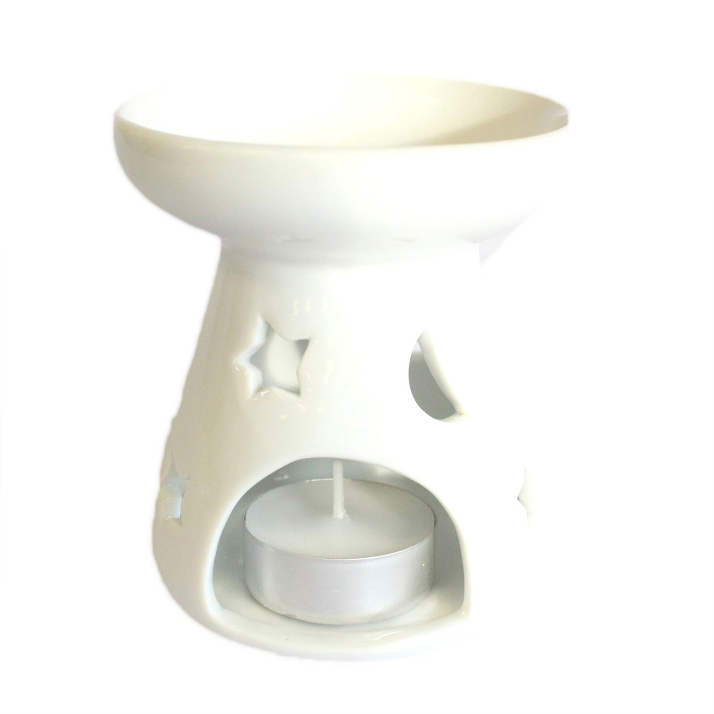 Classic White Oil Burner - Moon & Star