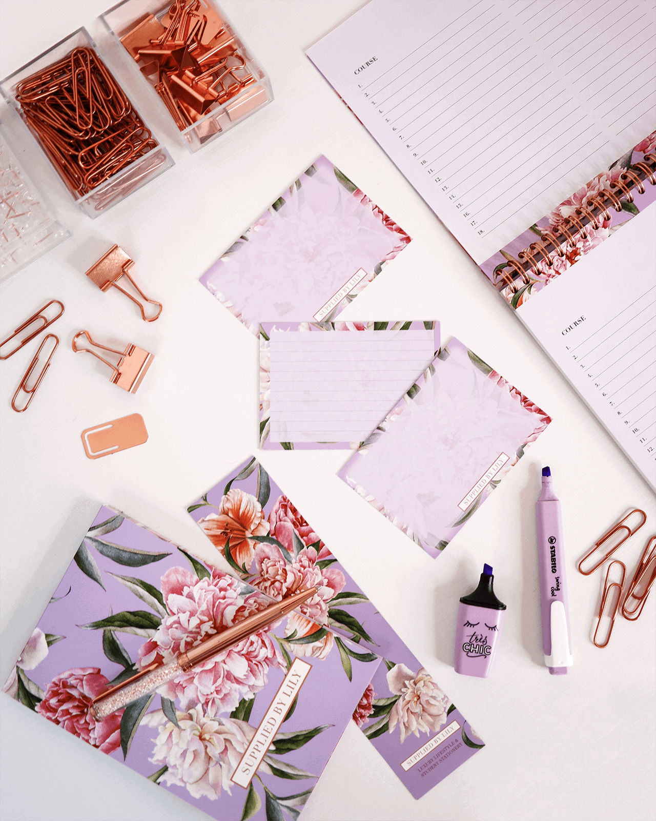 Flashcards Set in Luxurious Lilac Floral (50 pcs)