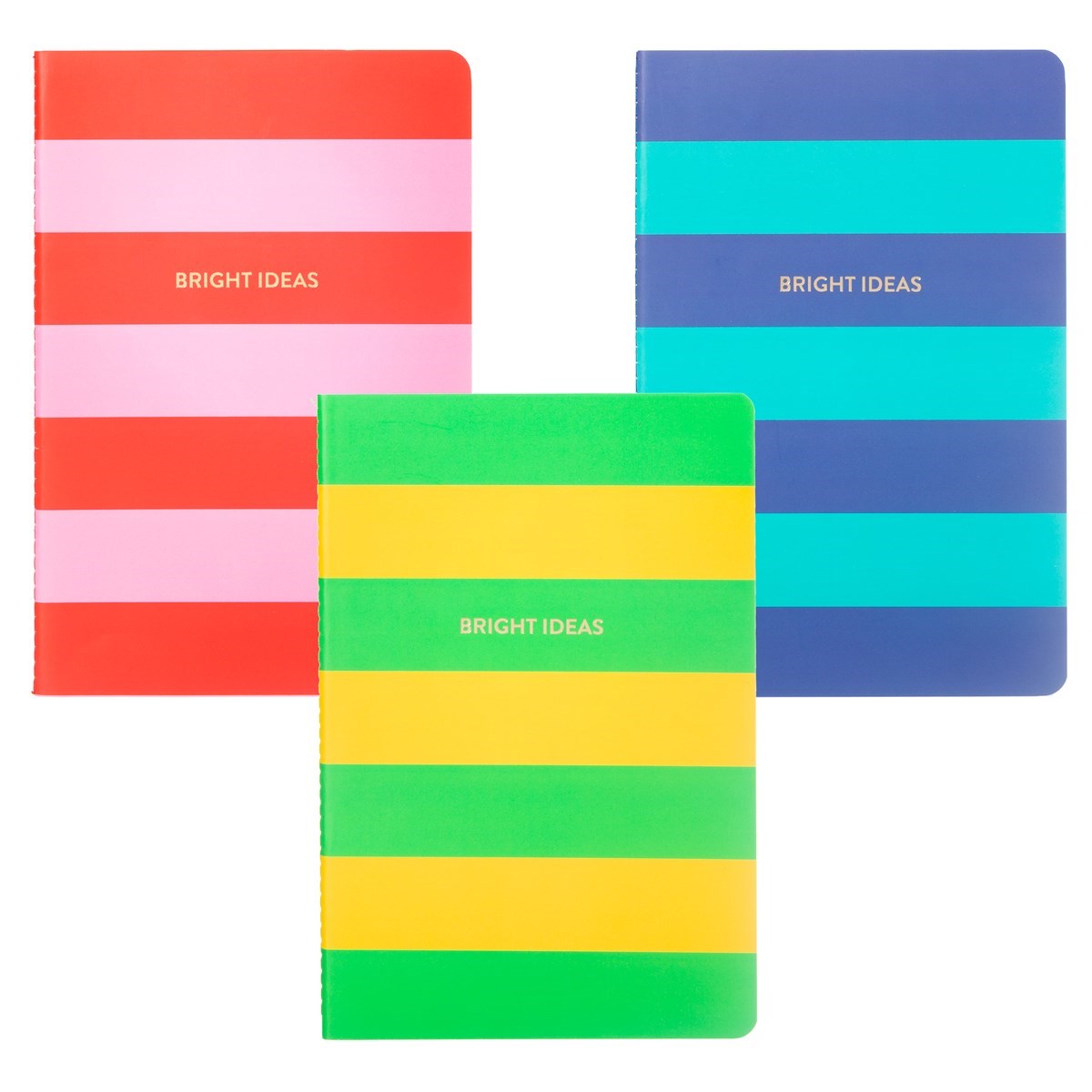 Bright Ideas Striped A5 Notebook set of 3