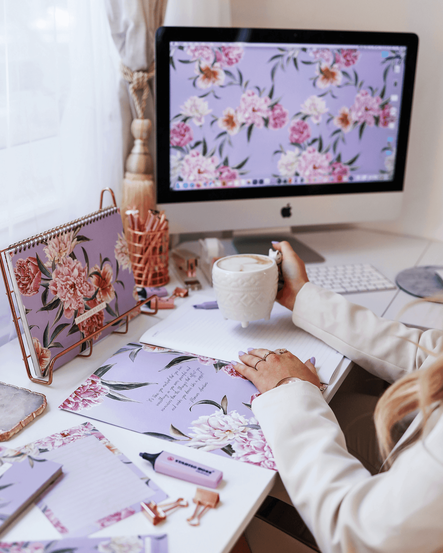 A4 Notebook in Luxurious Lilac Floral