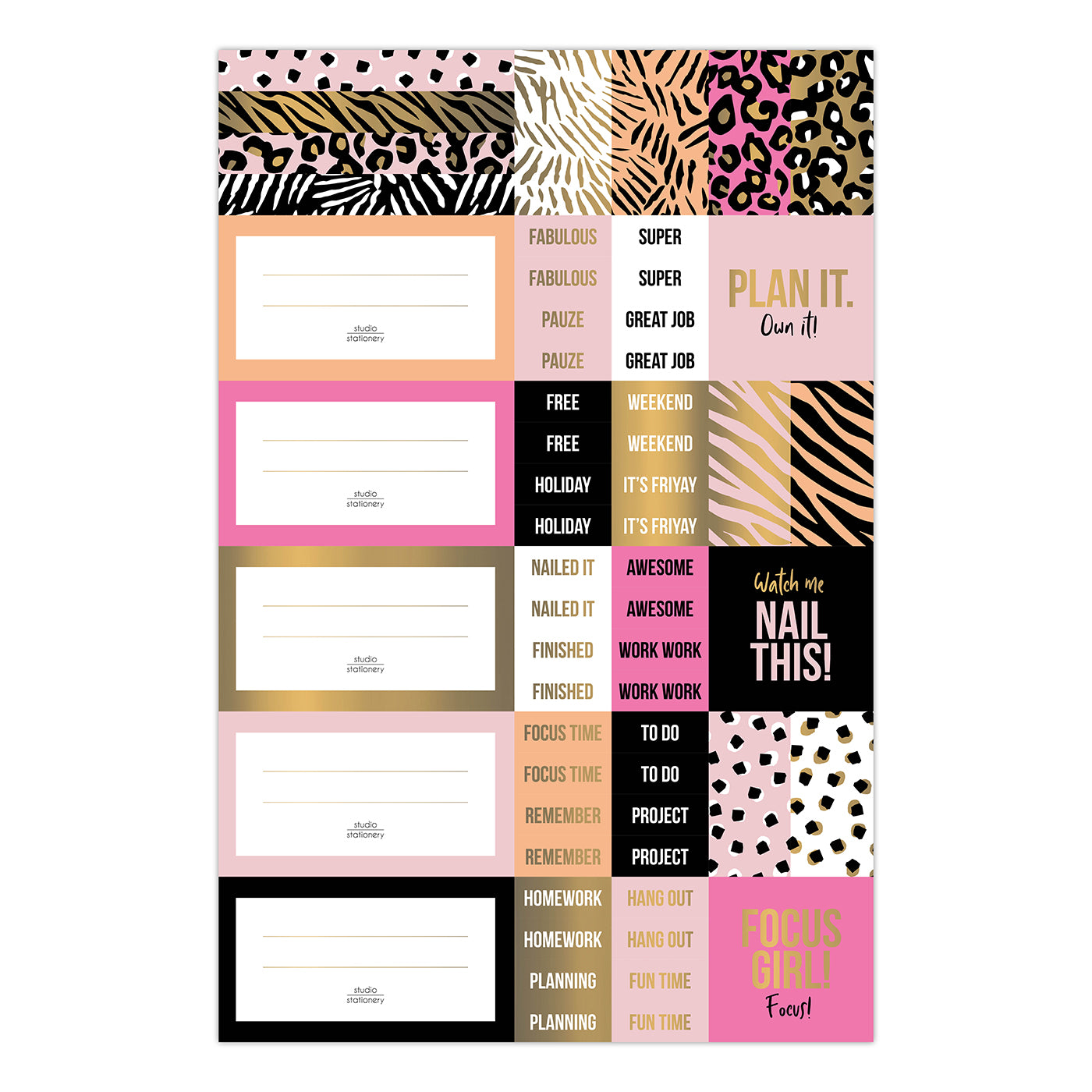 Pink & Gold sticker set