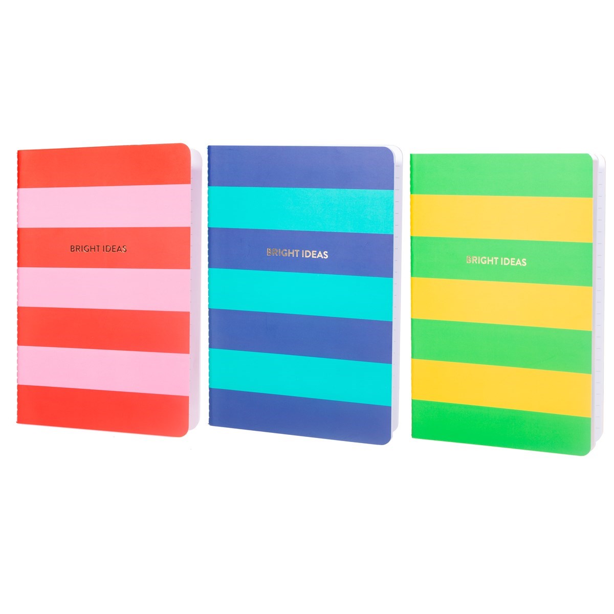 Bright Ideas Striped A5 Notebook set of 3