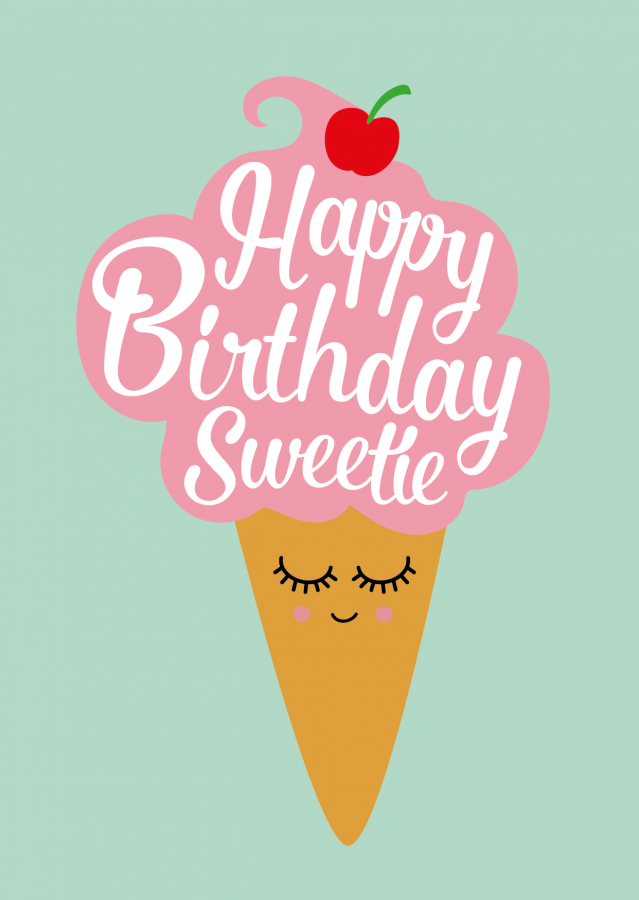 happy birthday sweety ice cream greeting card