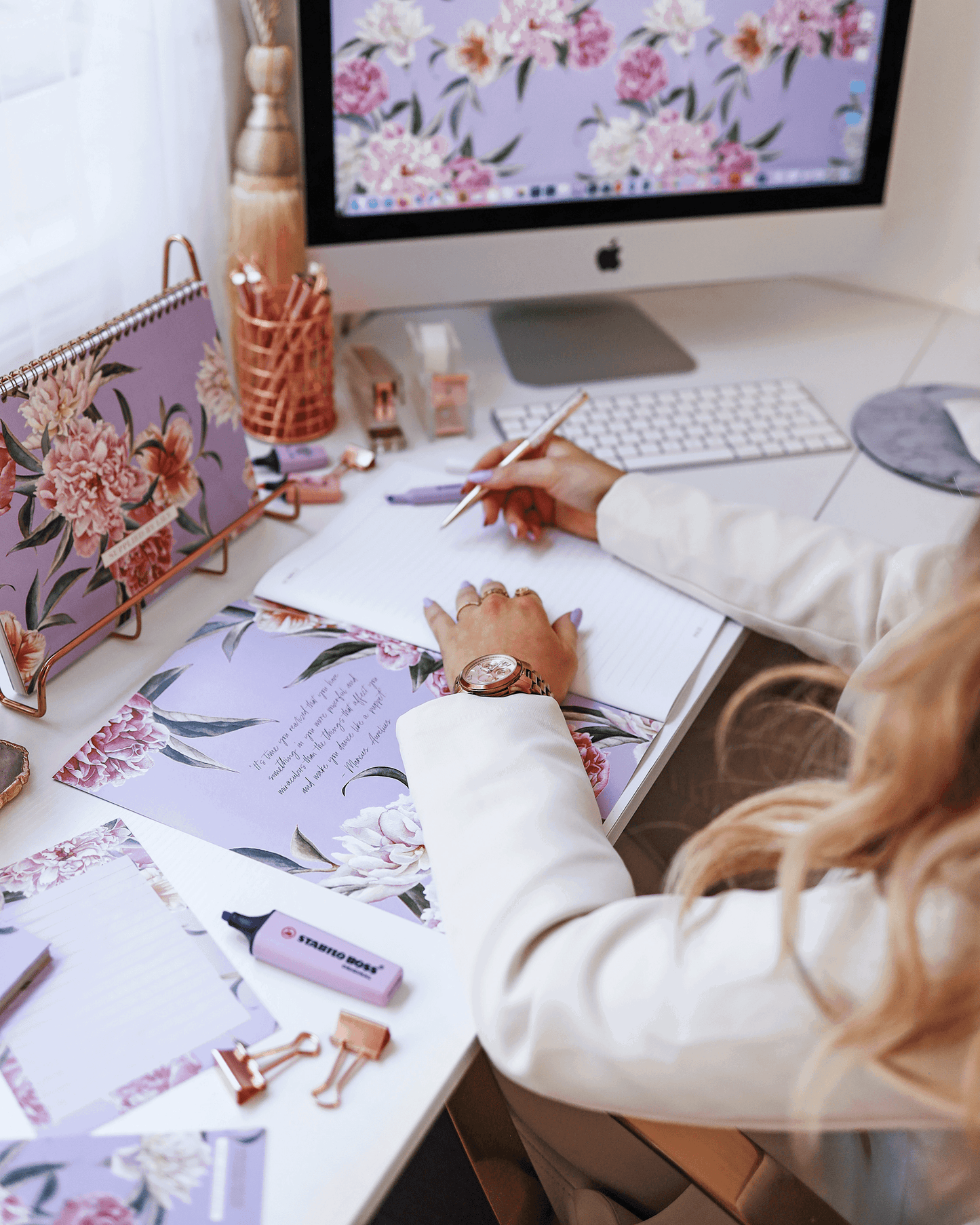 A4 Notebook in Luxurious Lilac Floral