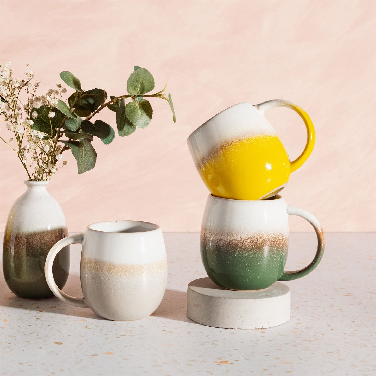 Dip Glazed Ombre Yellow Mug