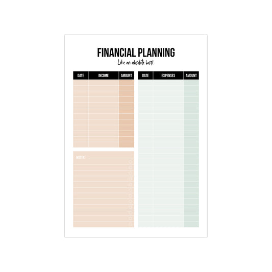 A5 Notebook Financial Planning