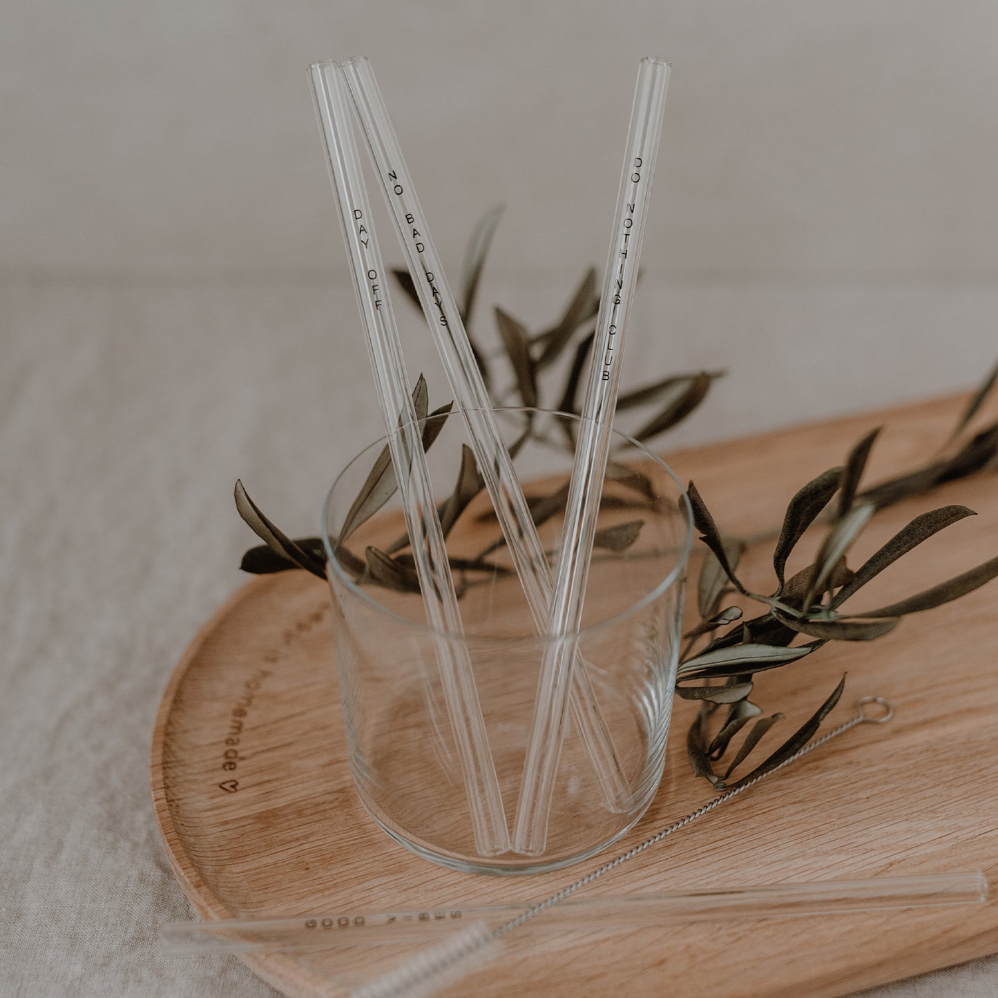 Glass straws set of 4 No Bad Days black
