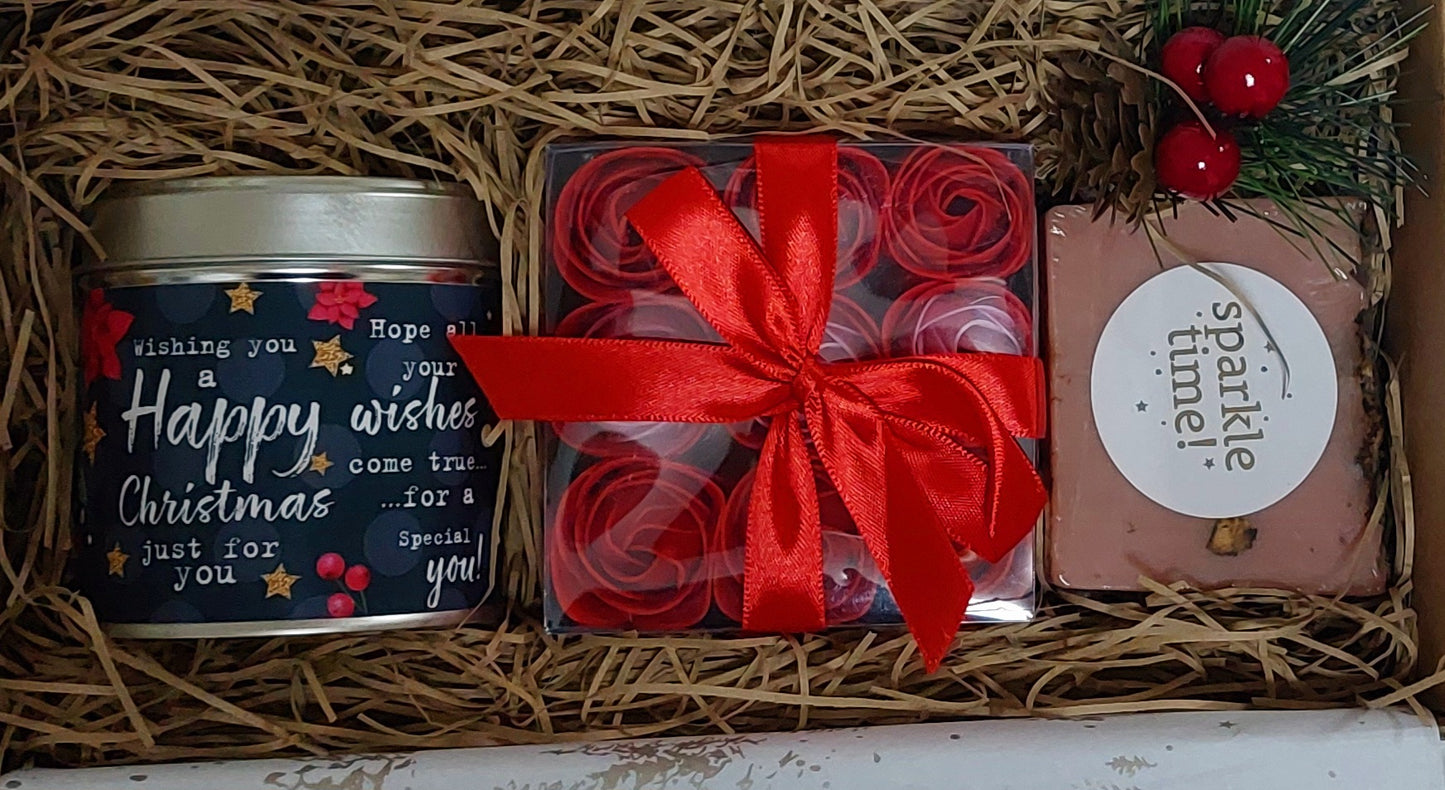 Christmas edition time to sparkle candle and artisan soap gift box