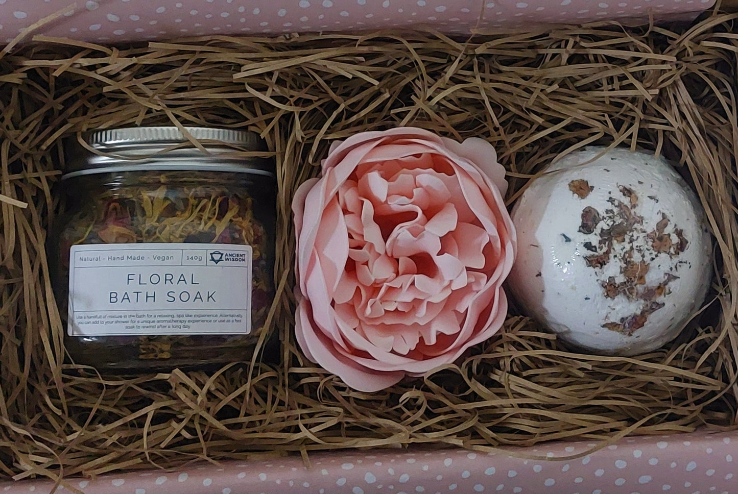 Floral bath soak gift box