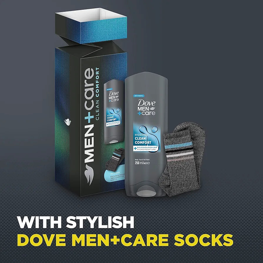 Dove men clean comfort bodywash + socks gift set