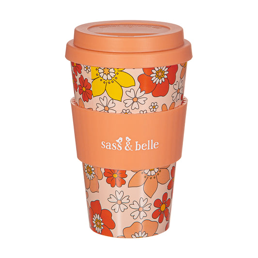 70s floral travel cup