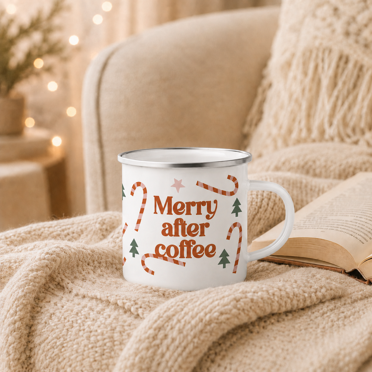 Christmas Enamel Mug – Merry After Coffee
