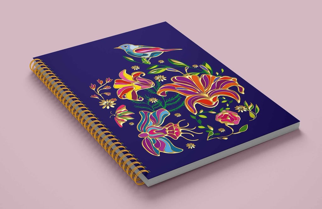 Gold Foil Floral Bird A5 Notebook