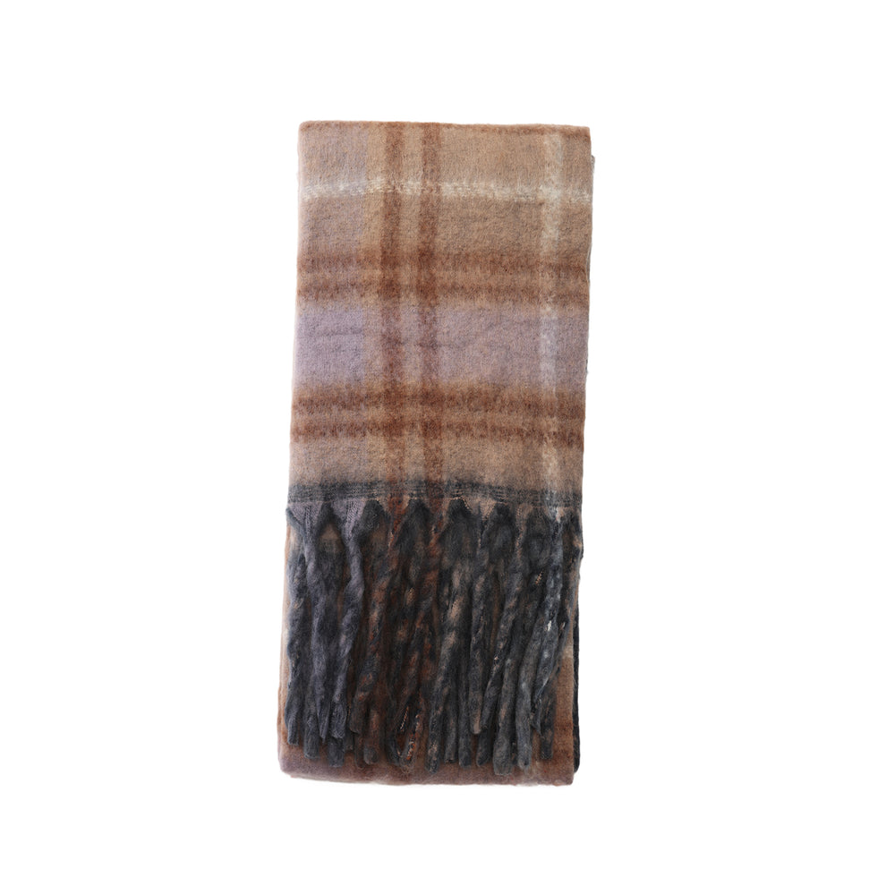 Two-Toned Checked Print Scarf – Navy Blue