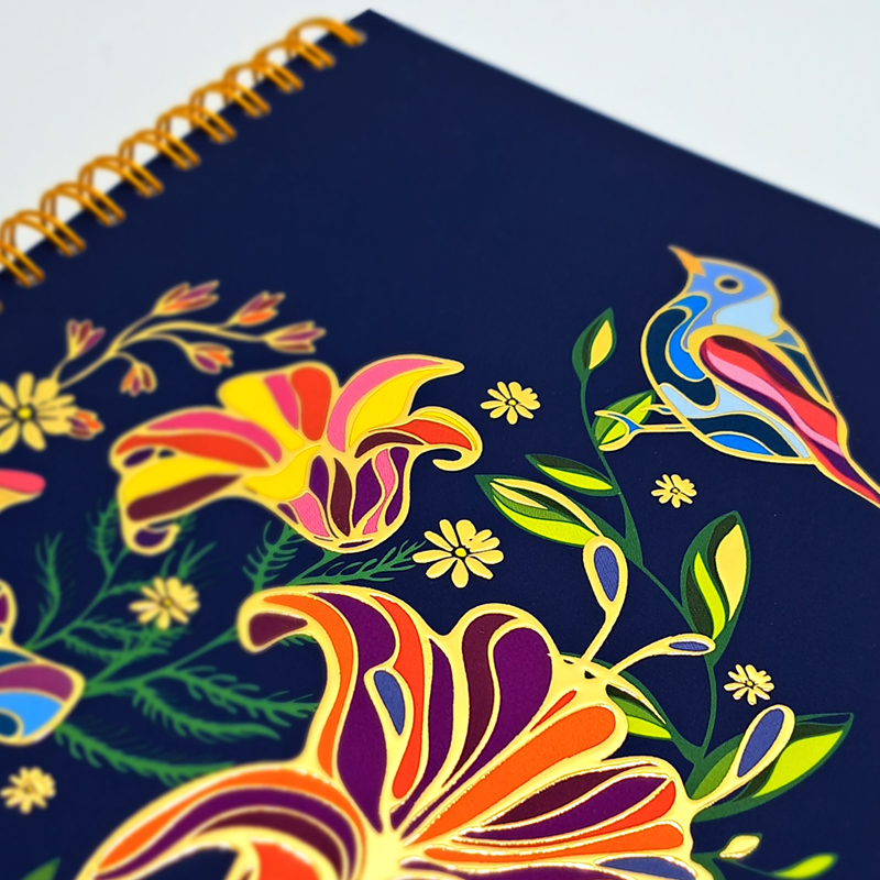 Gold Foil Floral Bird A5 Notebook