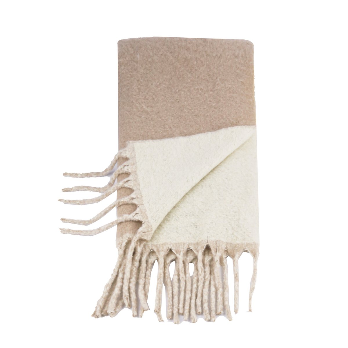 Two-Toned Winter Scarf – Beige & Off White