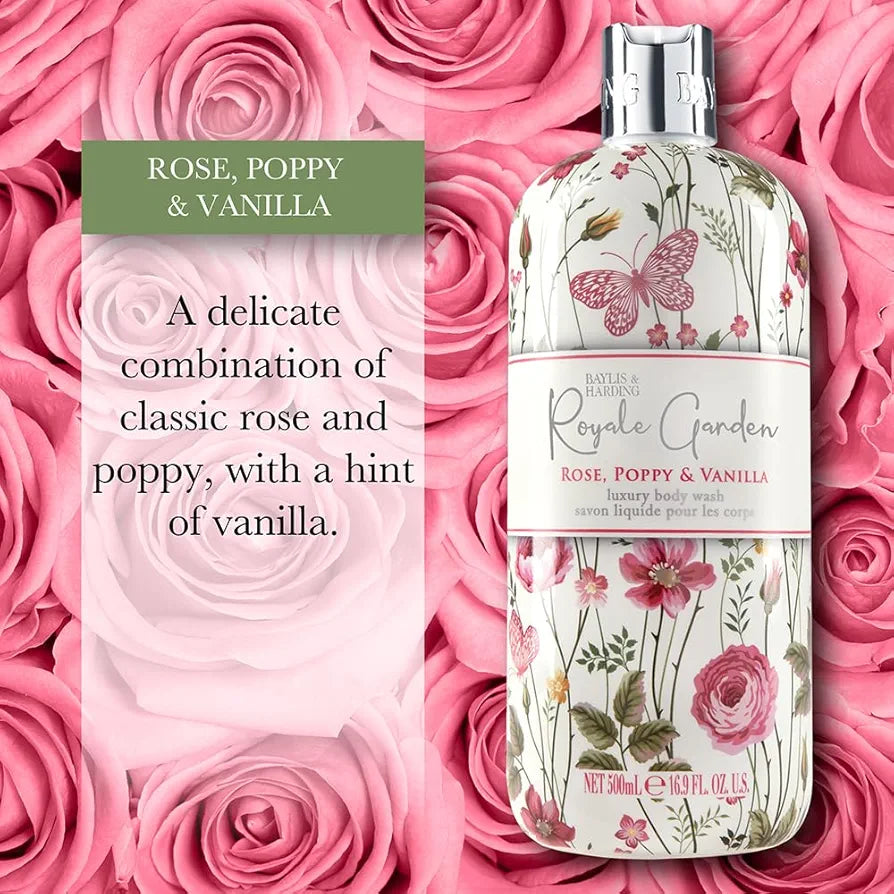 Royale Garden Rose, Poppy & Vanilla Body wash