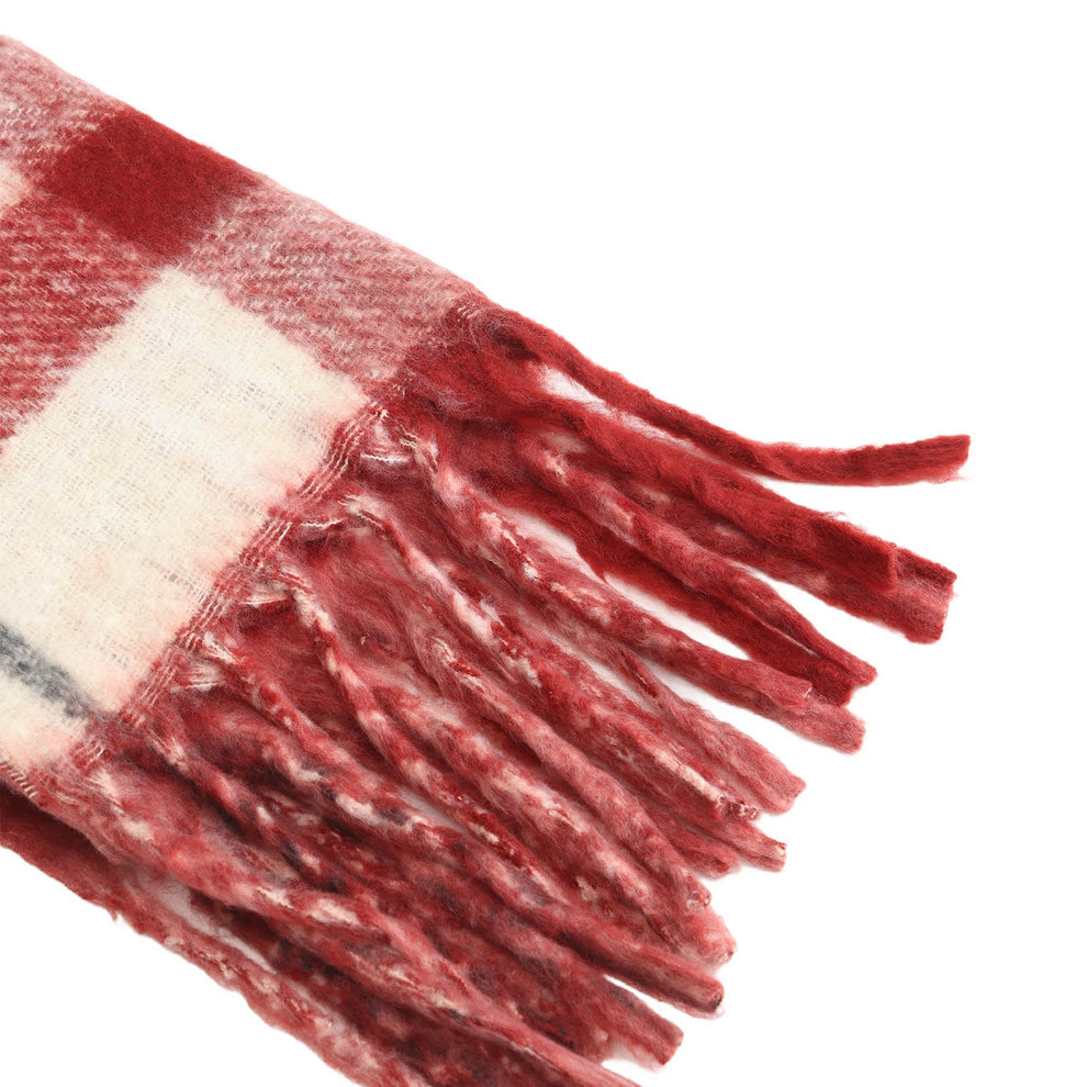 Two-Toned Checked Print Scarf – Red