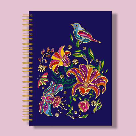 Gold Foil Floral Bird A5 Notebook