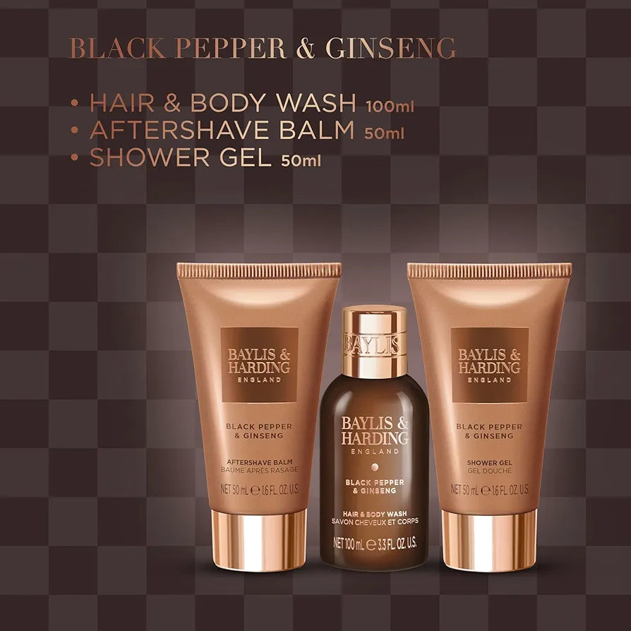 Baylis & Harding Black Pepper & Ginseng His Essential Luxuries trio Gift Set