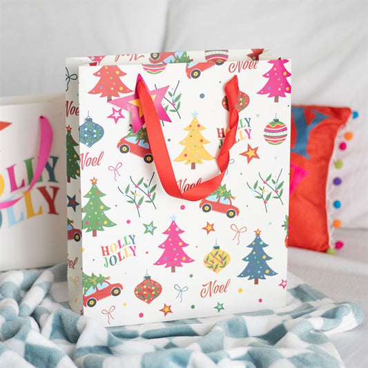 33cm Nostalgic Christmas Print Gift Bag