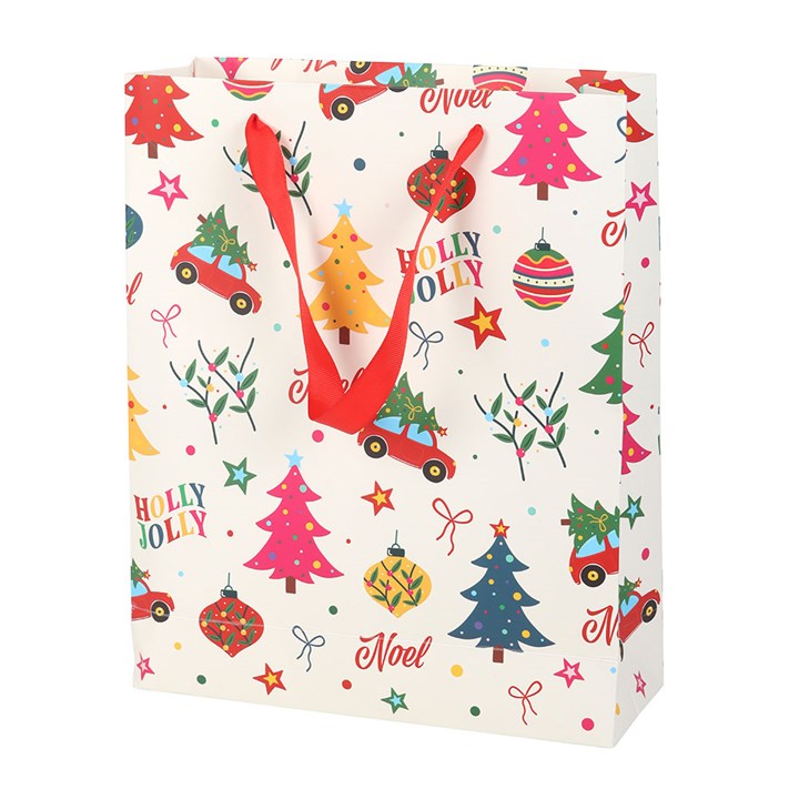 33cm Nostalgic Christmas Print Gift Bag
