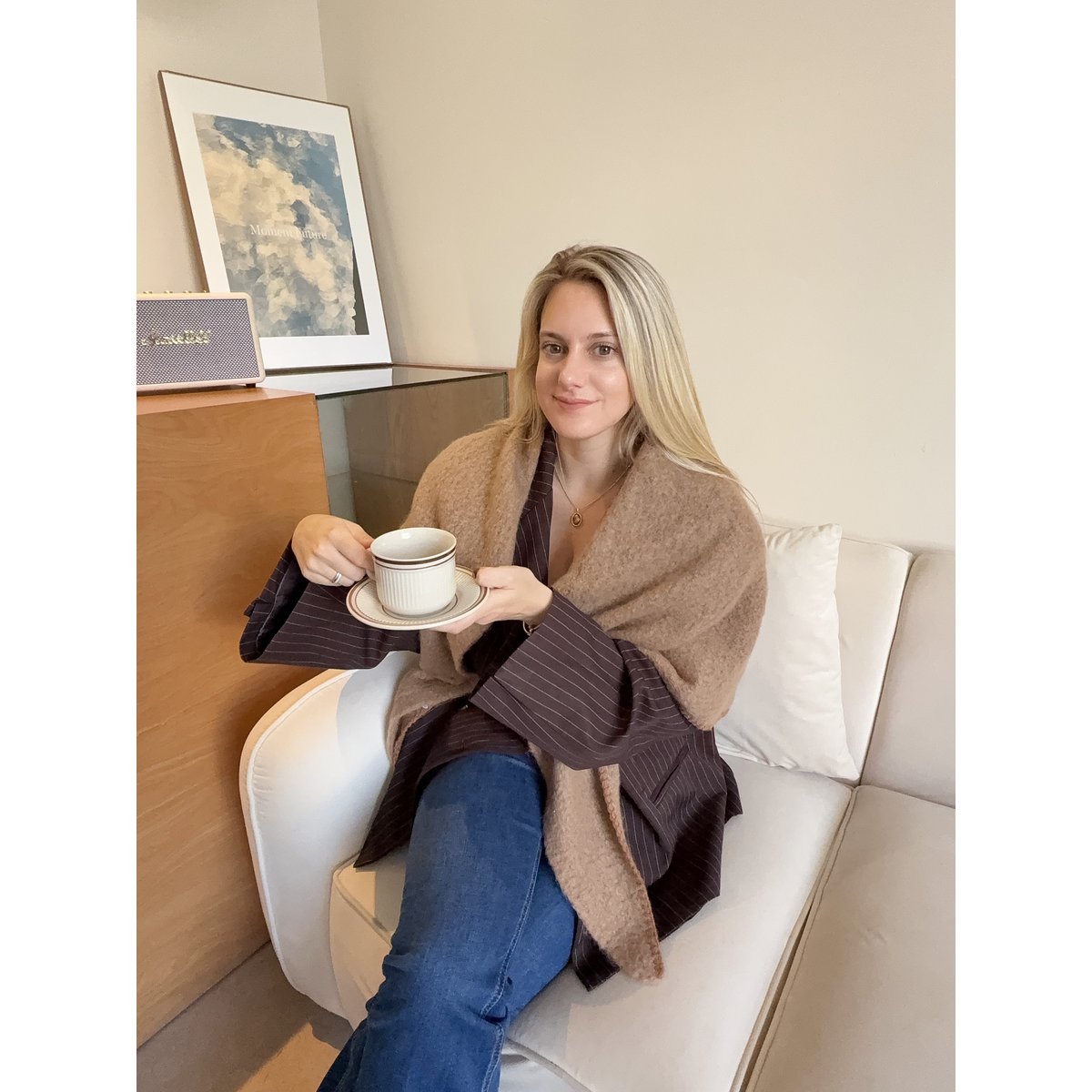 Winter Triangle Blanket Scarf – Camel