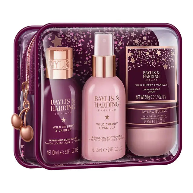 Baylis & Harding Wild Cherry & Vanilla Luxury Travel Wash Bag Gift Set