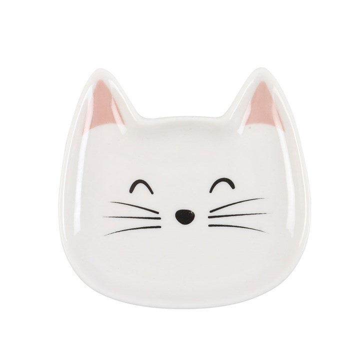 White Cat Face Trinket Dish