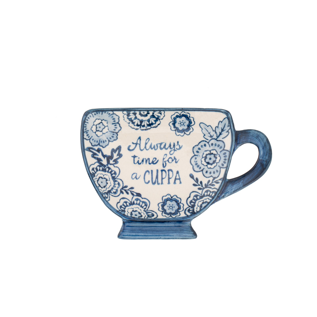 Blue Willow Always Time for A Cuppa Tea Bag Dish