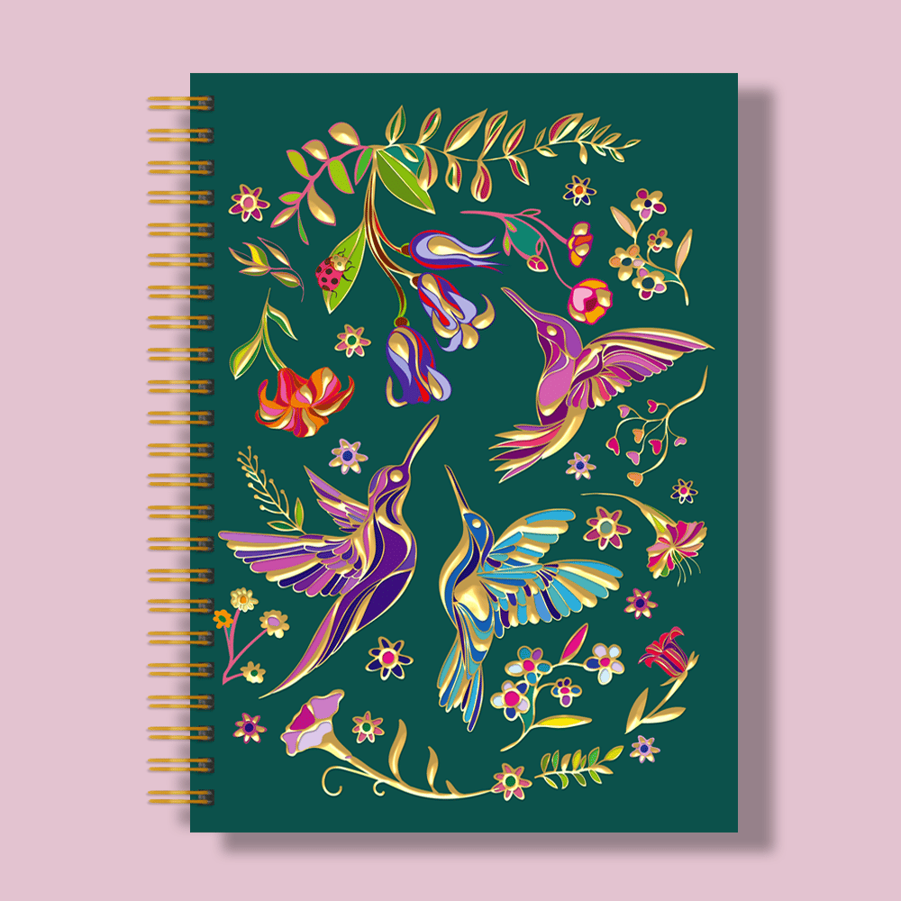 Gold Foil Hummingbirds A5 Notebook