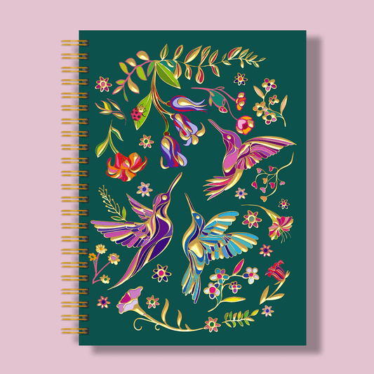 Gold Foil Hummingbirds A5 Notebook