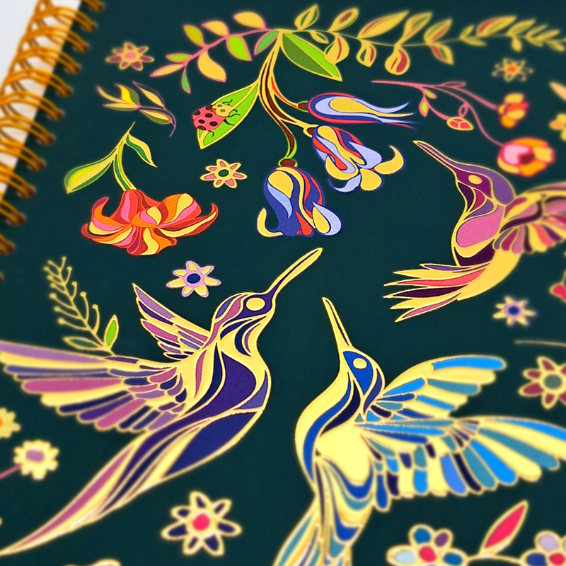 Gold Foil Hummingbirds A5 Notebook